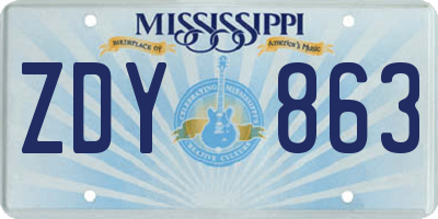 MS license plate ZDY863