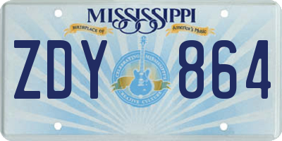 MS license plate ZDY864