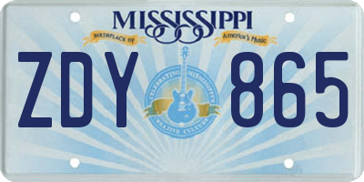 MS license plate ZDY865