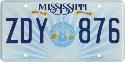 MS license plate ZDY876