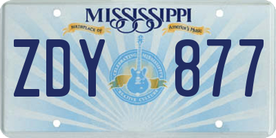 MS license plate ZDY877