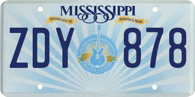 MS license plate ZDY878