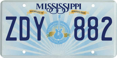MS license plate ZDY882