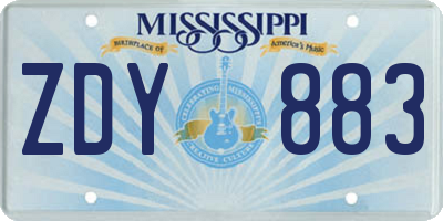 MS license plate ZDY883