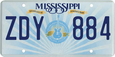MS license plate ZDY884