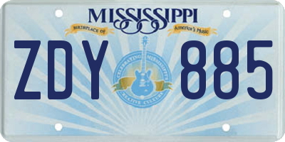 MS license plate ZDY885