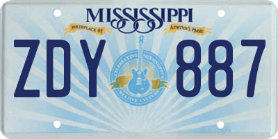 MS license plate ZDY887