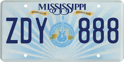 MS license plate ZDY888