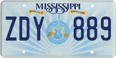 MS license plate ZDY889