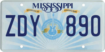 MS license plate ZDY890