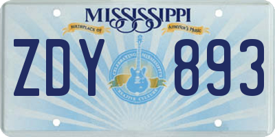 MS license plate ZDY893