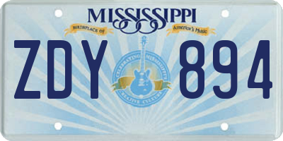 MS license plate ZDY894