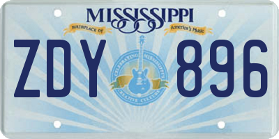 MS license plate ZDY896