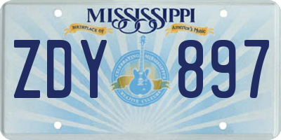 MS license plate ZDY897