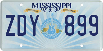 MS license plate ZDY899