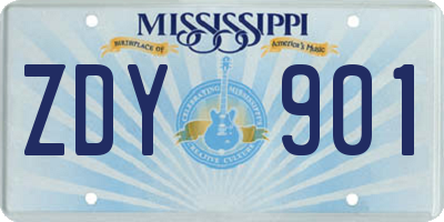 MS license plate ZDY901