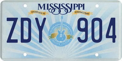 MS license plate ZDY904