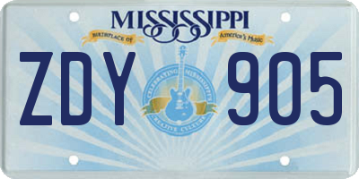 MS license plate ZDY905