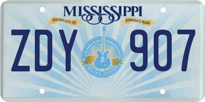 MS license plate ZDY907