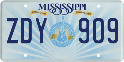 MS license plate ZDY909