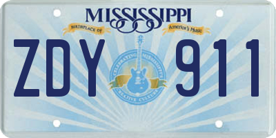 MS license plate ZDY911