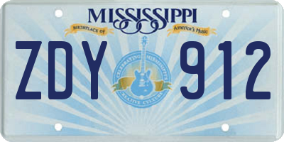 MS license plate ZDY912