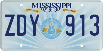 MS license plate ZDY913