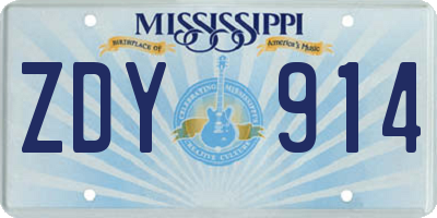 MS license plate ZDY914