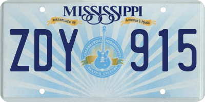MS license plate ZDY915