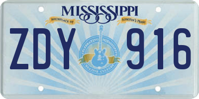 MS license plate ZDY916