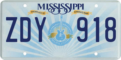 MS license plate ZDY918
