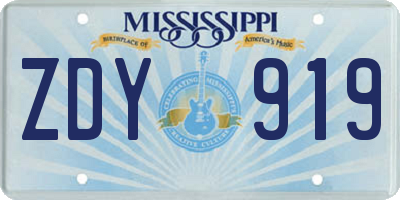 MS license plate ZDY919
