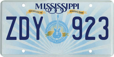 MS license plate ZDY923