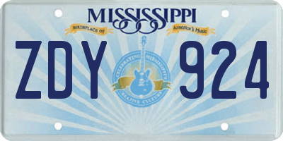 MS license plate ZDY924