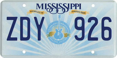 MS license plate ZDY926