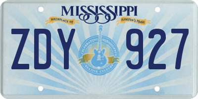 MS license plate ZDY927