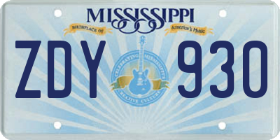 MS license plate ZDY930