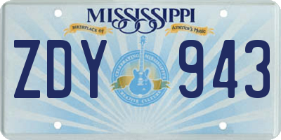 MS license plate ZDY943