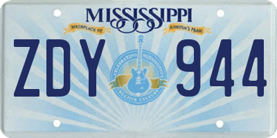 MS license plate ZDY944
