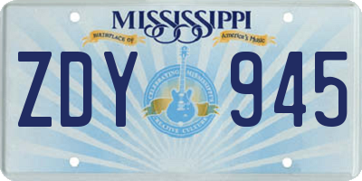 MS license plate ZDY945