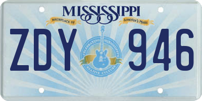 MS license plate ZDY946