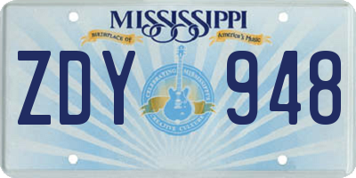 MS license plate ZDY948