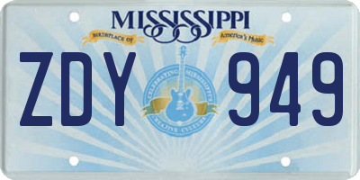 MS license plate ZDY949