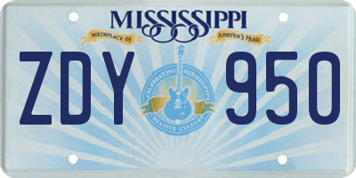 MS license plate ZDY950