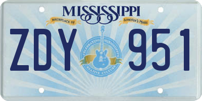 MS license plate ZDY951