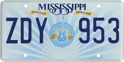 MS license plate ZDY953