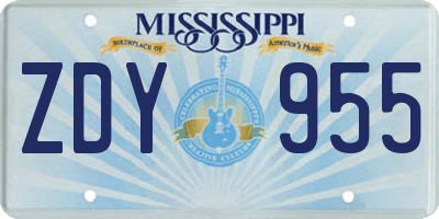 MS license plate ZDY955