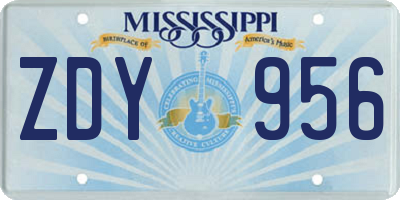 MS license plate ZDY956