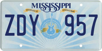MS license plate ZDY957