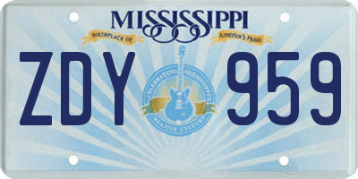 MS license plate ZDY959
